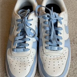 Nike Air Force One White and Blue Sneakers